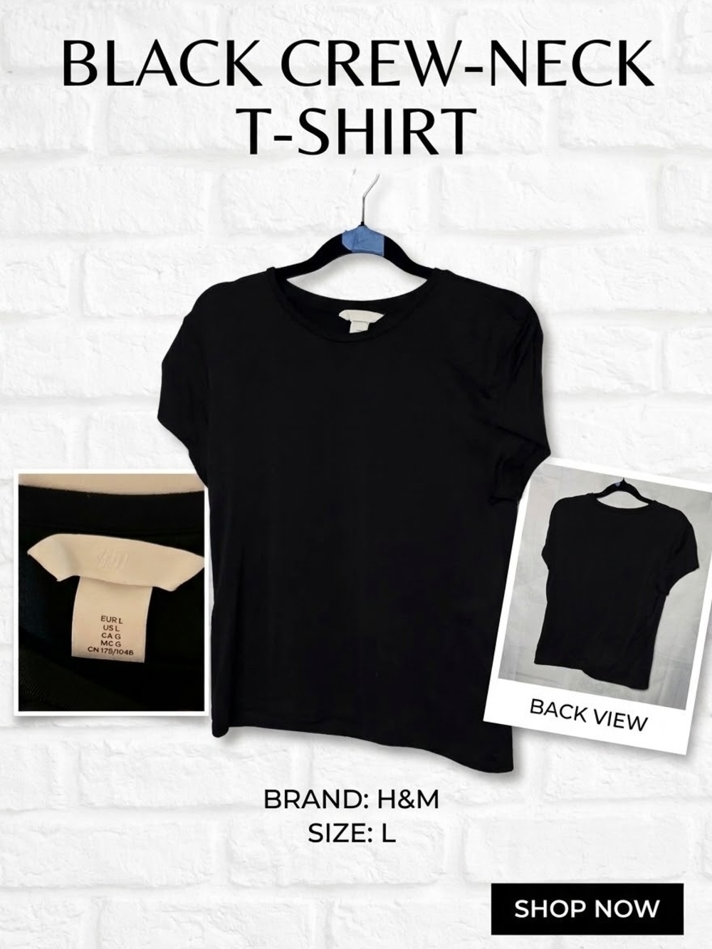 H&M Black Short-Sleeve Crew Neck Tee